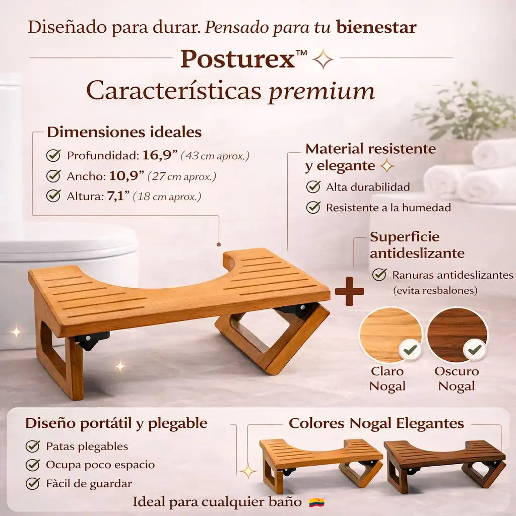 Posturex™ | Banco Ergonómico Plegable 🎁 Regalo Gancho Multiusos